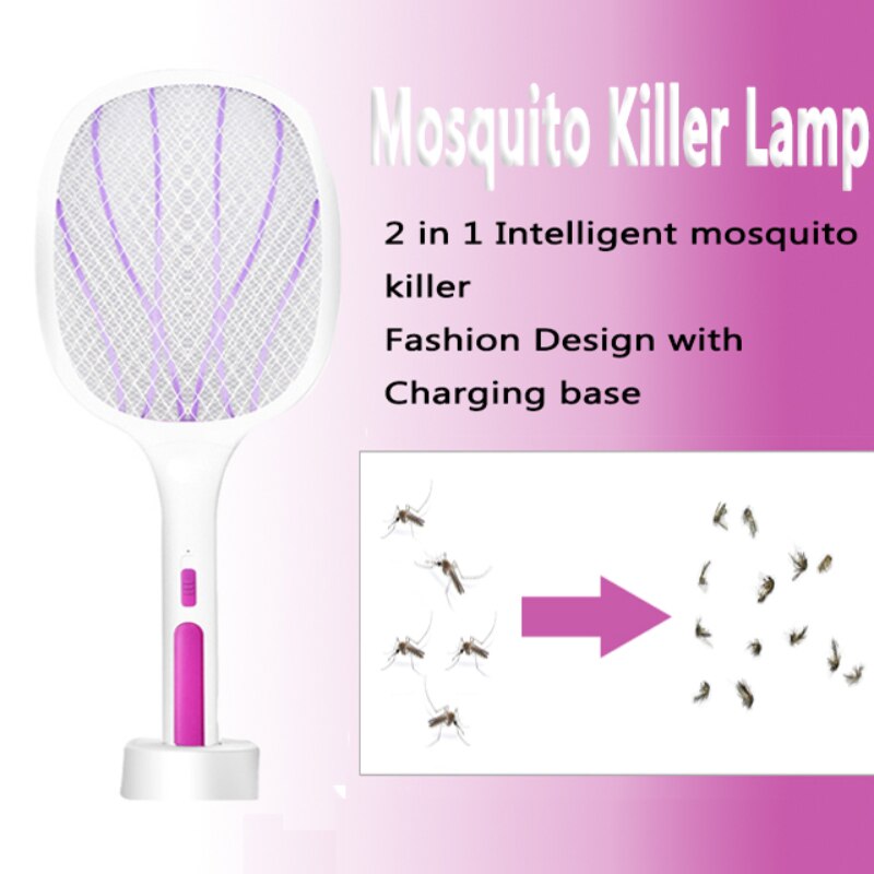 2 대 1 6/10 LED 트랩 모기 킬러 램프 3000V 전기 버그 재빠른 USB 충전식 여름 비행 찰싹 때리는 함정 파리 곤충